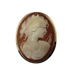 Vintage 14 Karat Yellow Gold Cameo Brooch/Pendant #12988